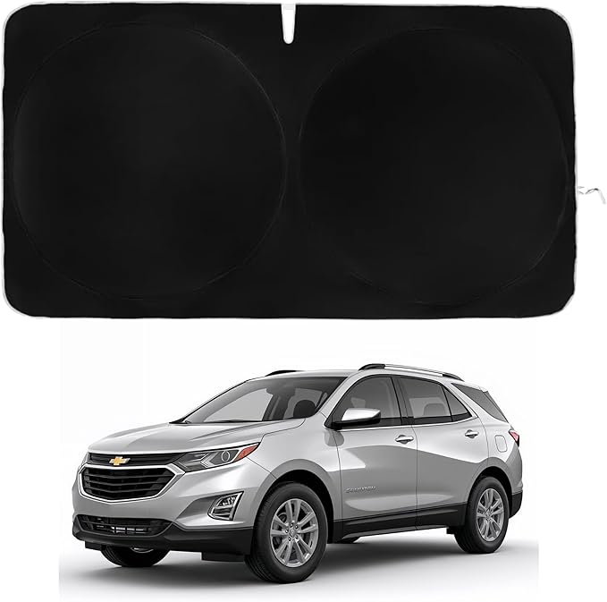 Windshield Sun Shade | Compatible for Chevrolet Equinox (2025-2026) | Certified 99.87% UVB & 99.02% UVA Car Sun Shade. Award Winning Sunshade - Patented Technology | Car Shades by Kinder Fluff