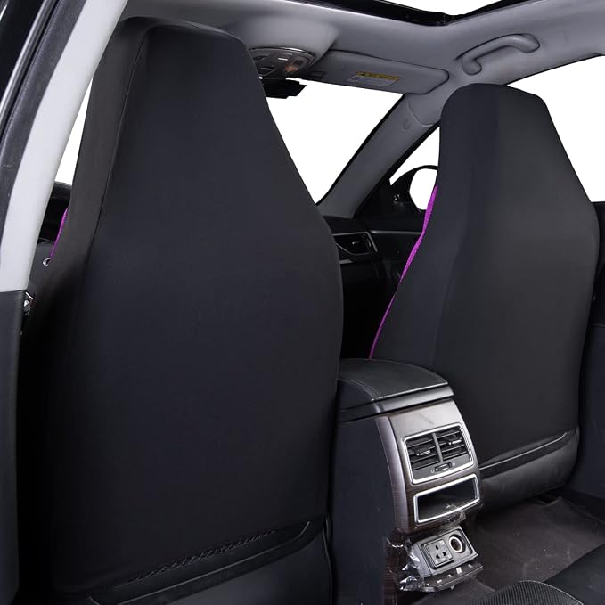 Flying Banner Butterfly car seat Covers ful Set Fashion Universal Lady Woman Female Rear Bench Split Colorized (2 Fronts, Purple)
