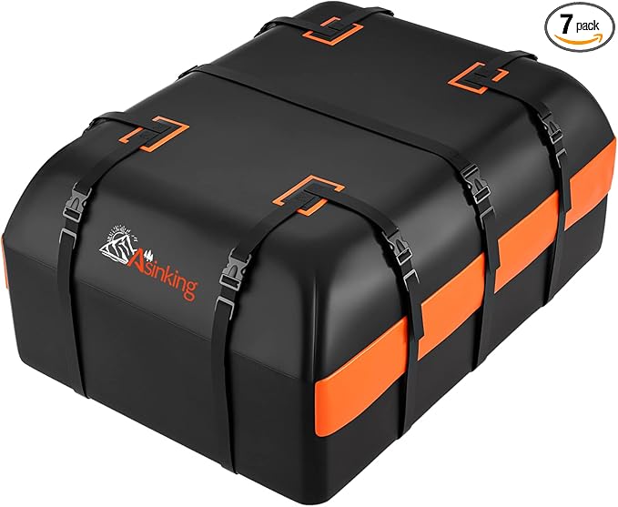 Car Rooftop Cargo Carrier Bag, 21 Cubic Feet 100% Waterproof Heavy Duty 840D Car Roof Bag for All Vehicle with/Without Racks - Anti-Slip Mat, 6 Door Hooks, Storage Bags, 2 Extra Straps, Luggage Lock