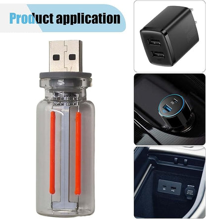 USB LED Atmosphere Light - Plug-in USB Ambient Retro Lamps, Mini LED Car Interface Charging Night Light for Hallway, Bedroom (Red)