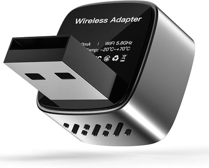 Ultra Mini Wireless CarPlay Adapter for iPhone& Android Auto, 2026 Upgraded 2-in-1 Wired to Wireless CarPlay Dongle,One-Click Switch for Two Phones, 5s Auto Reconnect, 5.8GHz WiFi+BT5.4,Silver