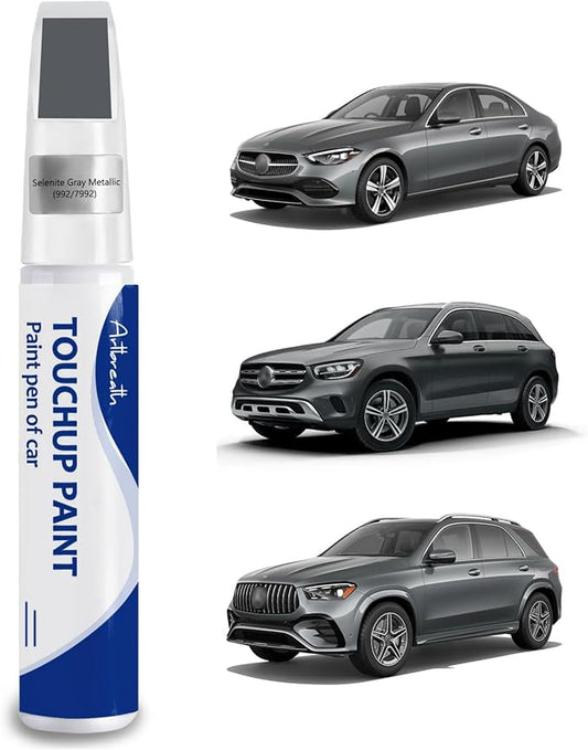 Selenite Gray(992/7992) Touch Up Paint for Mercedes-Benz Car Paint Pen Scratch Repair Two-In-One Touch Up Paint Automotive Paint Pen for Mercedes Benz A/C/E/G/M/GL/GLA/GLB/GLC/CLS/SL/SLC