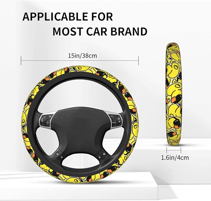 Duck Print Steering Wheel Cover Neoprene Car Steering Wheel Protector Covers Non Slip Universal 15 Inch for Men Women