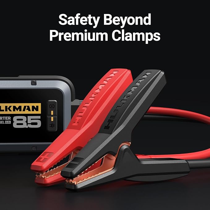 Hulkman Alpha85 Smart Portable Jump Starter, 2000A Battery Booster Pack with LED Display, Flashlight, 74Wh Power Bank & Jumper Cable, 12V Jump Box for up to 8.5L Gas & 6.0L Diesel, Cars, SUVs & Trucks