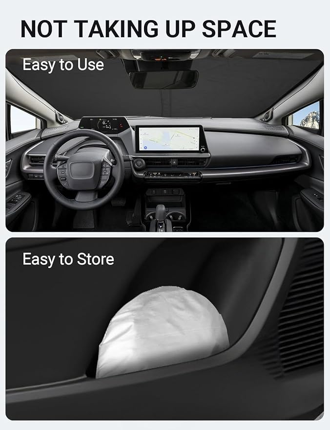 Proadsy Windshield Sun Shade for Toyota Prius 2023 2024 2025 2026 4-Layer Foldable Front Sunshade Protector Sun Visor Blocks UV Rays Keep Car Cooler