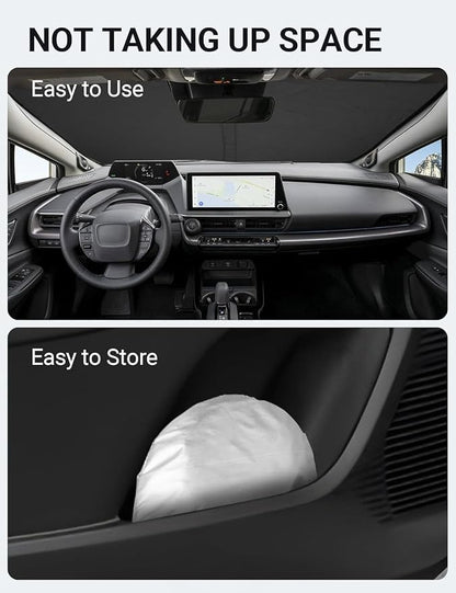 Proadsy Windshield Sun Shade for Toyota Prius 2023 2024 2025 2026 4-Layer Foldable Front Sunshade Protector Sun Visor Blocks UV Rays Keep Car Cooler