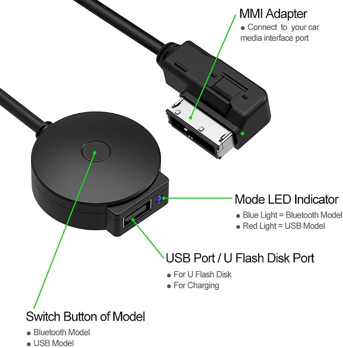 Bluetooth Adapter Cable for Mercedes Benz Media Inerface MMI System Pair USB Android iPhone iPad iPod Touch Smartphone etc. | Pair USB Android iPhone iPad iPod Touch Smartphone etc.