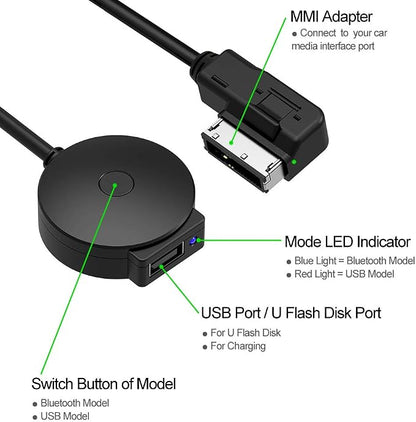 Bluetooth Adapter Cable for Mercedes Benz Media Inerface MMI System Pair USB Android iPhone iPad iPod Touch Smartphone etc. | Pair USB Android iPhone iPad iPod Touch Smartphone etc.