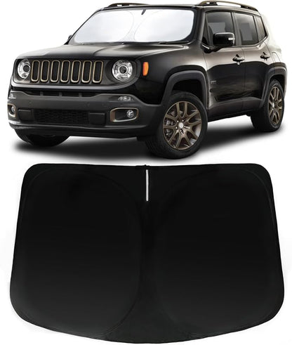 Windshield Sun Shade for Jeep Renegade 2015-2024, Car Front Window Sunshade with 240T Sun Visor Protector Blocks UV Rays Heat Sun Shield Accessories