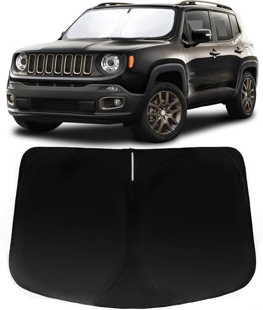 Windshield Sun Shade for Jeep Renegade 2015-2024, Car Front Window Sunshade with 240T Sun Visor Protector Blocks UV Rays Heat Sun Shield Accessories