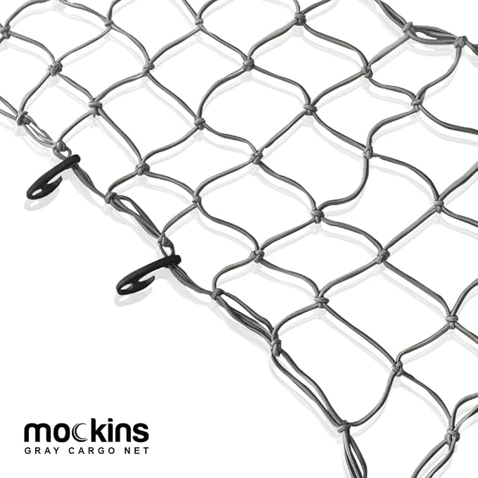 Mockins 36"x20" Heavy Duty Cargo Net for Pickup Truck, SUV, & Car | Elastic Truck Bed Cargo Net Stretches Up to 75"x40" | 6mm Thick Bungee Net with Hooks & 4"x4" Mesh Squares for Bulky & Small Loads