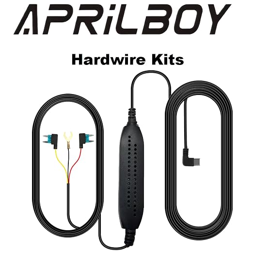 Aprilboy Type-C Hardwire Kit for 2 Channel Dash Cams with Fuse Taps and Installation Tools, 12V-30V to DC 5V 2.5A Car Dash Step-Down Cable-11ft