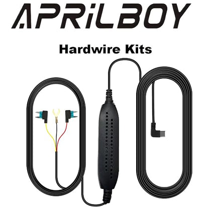 Aprilboy Type-C Hardwire Kit for 2 Channel Dash Cams with Fuse Taps and Installation Tools, 12V-30V to DC 5V 2.5A Car Dash Step-Down Cable-11ft