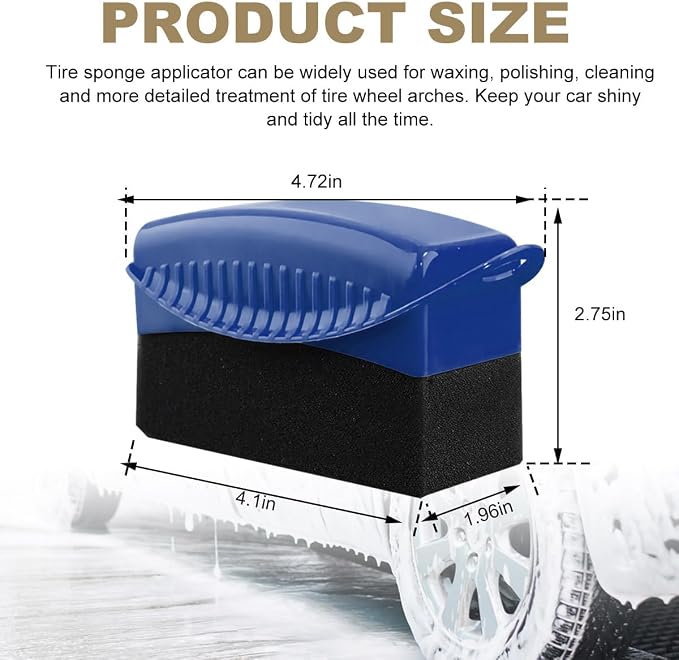 Ohleats 2 PCS Tire Dressing Applicator, Wheel Shine Pad With Lid, Reusable Detailing Foam Waxing Wipe Polishing Sponge, Universal Car Accessories (Blue)
