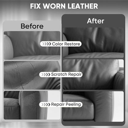 Leather Recoloring Balm - Scratch Repair & Color Restore Kit for Faded Leather, Leather Couch & Car Seats - 10OZ Leather Restorer Balm for Furniture, Auto Interior, Vinyl, Accessories (Dark Gray)