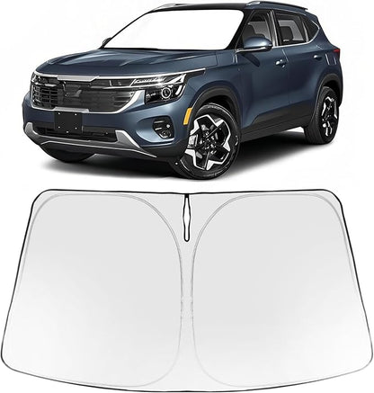 Proadsy 2026 Upgrade Windshield Sun Shade Custom Fit Kia Seltos 2021-2025 2026 Foldable Front Sunshade Protector Sun Visor Blocks UV Rays Keep Car Cooler Accessories