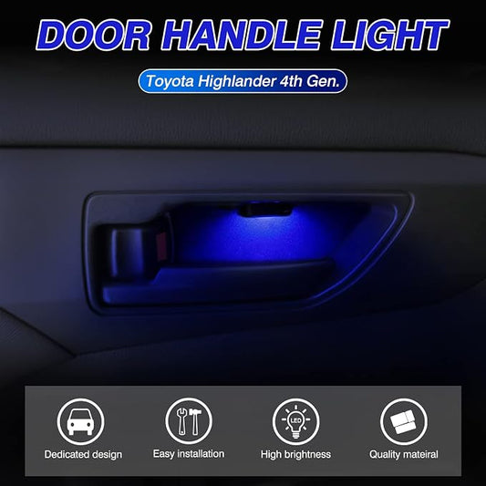 Powerty Compatible with LED Light 2020-2025 2026 Toyota Highlander Accessories Inner Door Handle Bowl Mood Lighting Decorative Interior Lamp 4PCS Blue