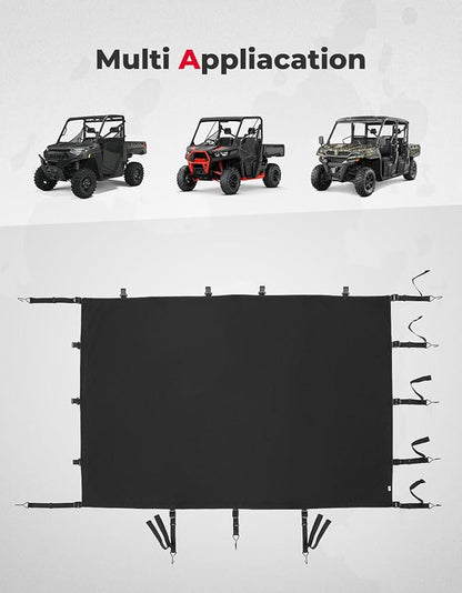 KEMIMOTO Tonneau Covers Compatible with Can-Am Defender HD 5/7/ 8/9/ 10 DPS XT XMR Max 2016-2024 Cargo Bed Cover Net Bed Rail Cargo Protection with Straps