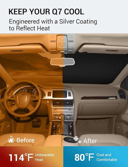 Proadsy 2026 Upgrade Front Windshield Sun Shade Foldable Sunshade Protector Custom Fit 2007-2015 Audi Q7 Accessories