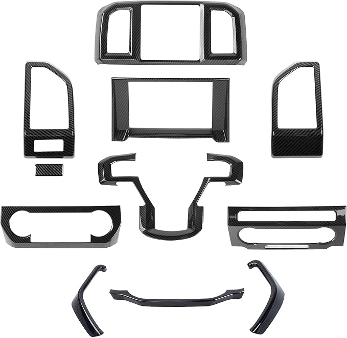 JeCar 11PCS Interior Decoration Trim Kit for Ford F150 2015-2020 Steering Wheel & Center Console Trim Dashboard & Rear Air Conditioner Vent Cover (Carbon Fiber Grain)