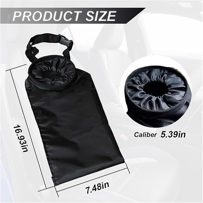 ZIMISI Car Trash Bag, Hanging Car Garbage Can with Elastic Opening, Portable Waterproof Collapsible Trash Can for Back Seat, Automotive Storage Organizer for Home, Outdoor (2PCS)