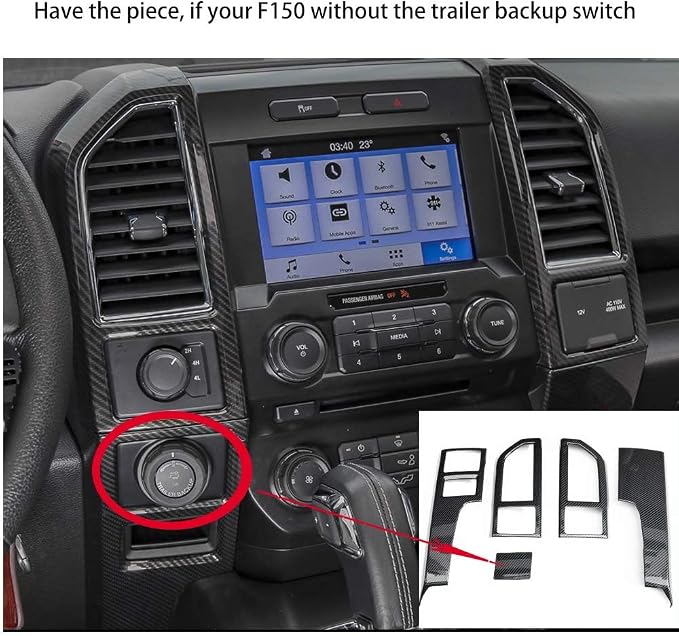 Keptrim for F150 ABS Carbon Fiber Central Console Air Conditioner Panel Trim for 2015 2016 2017 2018 2019 2020 Ford F150, 5pcs