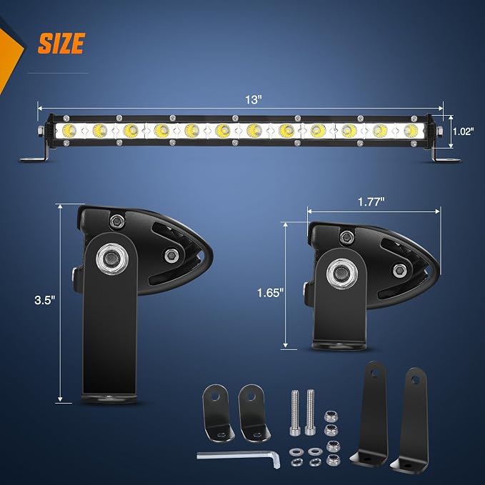 Nilight Single Row LED Light Bar Ultra-Slim Flood Light Bar 13 Inch 36W Fog Driving Work Roof Bumper Lighting for Offroad 4x4 Trucks Polaris RZR SUV ATV UTV