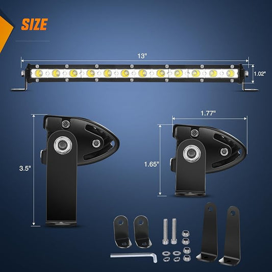 Nilight Single Row LED Light Bar Ultra-Slim Flood Light Bar 13 Inch 36W Fog Driving Work Roof Bumper Lighting for Offroad 4x4 Trucks Polaris RZR SUV ATV UTV