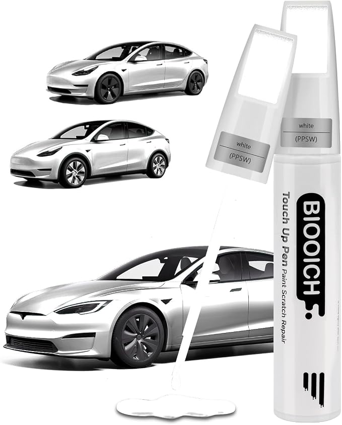 Touch Up Paint Pen Exact Color Match Car Chip and Scratch Repair (for Tesla, Pearl White(PPSW))