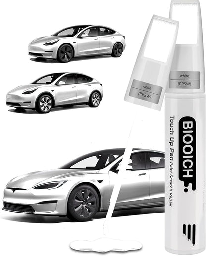 Touch Up Paint Pen Exact Color Match Car Chip and Scratch Repair (for Tesla, Pearl White(PPSW))