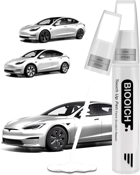 Touch Up Paint Pen Exact Color Match Car Chip and Scratch Repair (for Tesla, Pearl White(PPSW))