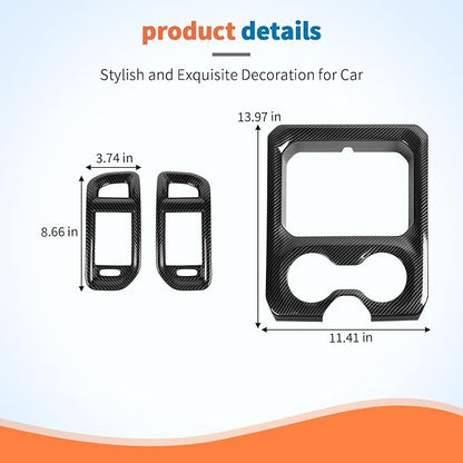 JeCar 3pcs Carbon Fiber Interior Trim Kit for 2019-2024+ Dodge Ram 1500 2500 3500 Interior Accessories