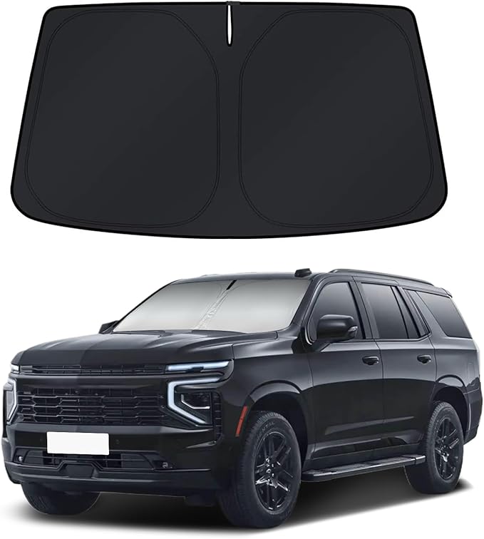 Car Sun Shade for 2021-2025 2026 Chevrolet Tahoe Accessories Windshield Sunshade Cover Front Window Shade Custom Fit Tahoe Sun Visor Protector Foldable Blocks UV Rays