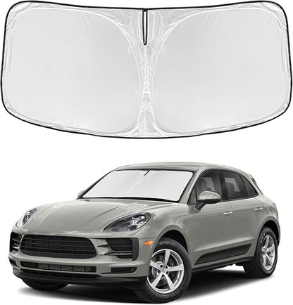 for Porsche Macan 2014-2024 2025 2026 Windshield Sun Shade - 4 Layers Car Sunshades for Front Windows Shade Cover Custom Fit Sun Visor 250T Retractable Shade Blocks UV Rays Car Accessories