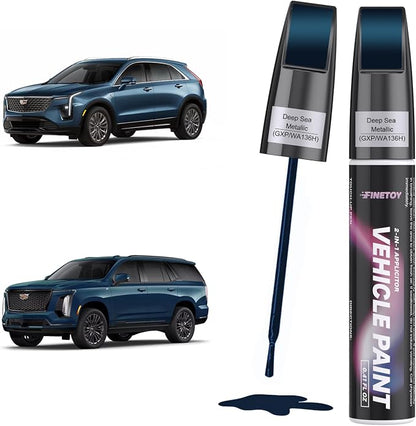 Deep Sea Metallic(GXP/WA136H) Touch up Paint for Cadillac, Quick & Easy Fix for Car Scratches, 2 in 1 Car Touch up Paint with Pen Tip and Brush, Auto Scratch Repair Pen with Exact Color Match