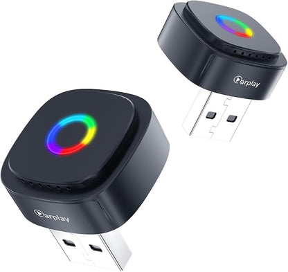 2-in-1 Wireless CarPlay Adapter for Apple iPhone & Android, Adapter Convert Wired to Wireless CarPlay, Mini USB Car Play Adapter with Type-C Extension, Plug and Play, Stable Connection & No Latency