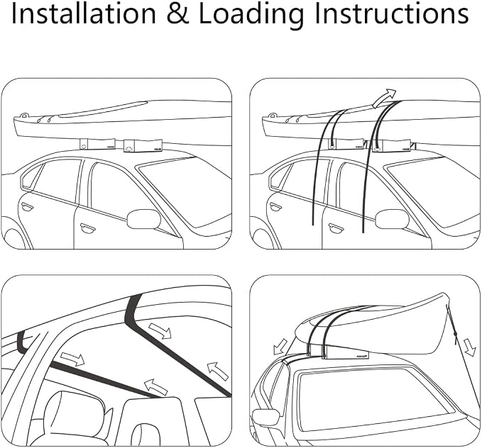 WOOWAVE Deluxe Kayak Carrier Kit Universal Soft Standard Foam Block for Roof Racks Pads Car-Top Replacement with Tie-Downs, 12 inches