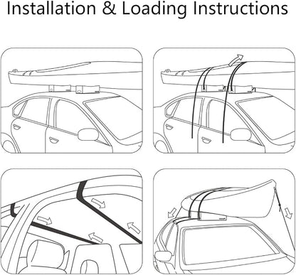 WOOWAVE Deluxe Kayak Carrier Kit Universal Soft Standard Foam Block for Roof Racks Pads Car-Top Replacement with Tie-Downs, 12 inches