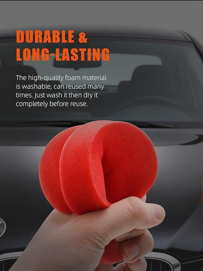 SPTA Tire Shine Applicator, 6Pcs Foam Applicator Pads, Round Shape Side Pressing Hand Polishing Sponge Pads Kit Tire Shine Applicator Pad Tire Dressing Applicator Pad for Applying Tire Shine