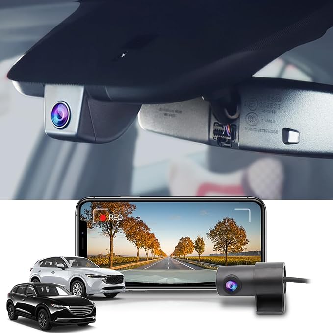 Fitcamx Front 4K+Rear 1080P Dash Cam for 2017-2025 Mazda CX-5 & CX-9 2017-2023 (Has Sunroof), OEM Factory Look, Dual HD Video, WiFi & APP, Loop Recording, Parking Sensor, Easy to Use, 128GB Card
