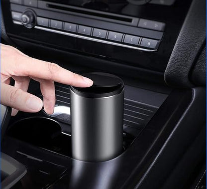 Tumecos Car Trash Can Vehicle Automotive Cup Holder Bottle Trash Can Garbage Can with Lid Dust Box Cup Holder (Grey)