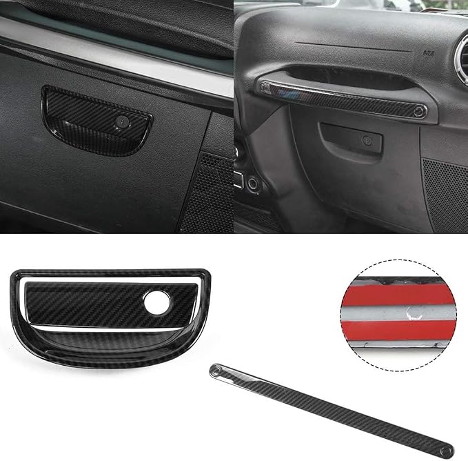 RT-TCZ for Jeep JK Interior Trim Kit Black, JKU Center Console Dashboard Panel Trim Cover for Jeep Wrangler JK JKU 2011-2017 Black ABS Carbon Fiber Interior Accessories 10pcs