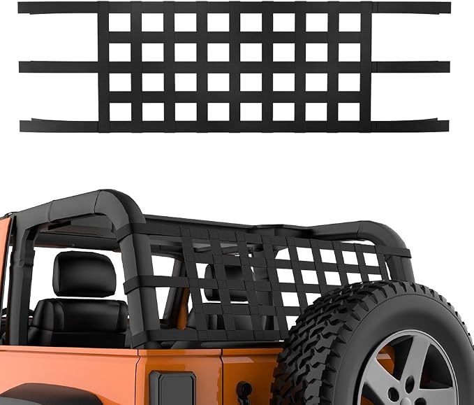 JOYTUTUS Mesh Cargo Net Roof Storage Netting Hammock Roll Cage Bar Restraint for 1987-2026 Wrangler YJ TJ JK JL & Gladiator JT
