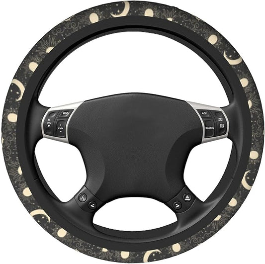 Sun and Moon Steering Wheel Covers Non Slip Neoprene Space Wheel Protector Universal 15 inch for Men Women