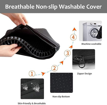 Gel Seat Cushion for Long Sitting Pressure Relief(Extra Thick＆Soft) -Wheelchair Cushion for Pressure Sores - Coccyx, Sciatica & Tailbone Pain Relief Cushion- Non-Slip Butt Pillow for Office,Home,Car