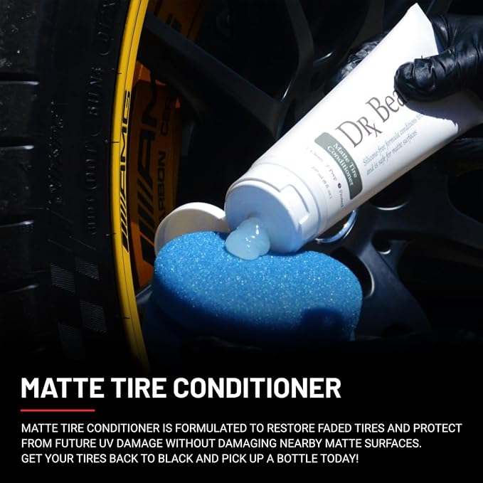 Dr. Beasley's Matte Tire Conditioner 1 Gallon for Auto - Restores Faded Tires to Black, Protects from UV & Surface Cracking, Won't Harm Matte Surface