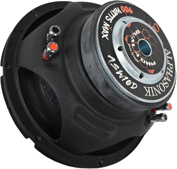 Alphasonik ASW10D AS Series 10" 900 Watts Max / 300 Watts RMS Dual 4 Ohm Car Subwoofer Stamped Steel Basket with Stronium Magnet Non Pressed Paper Cone Audio Speaker Bass Sub Woofer