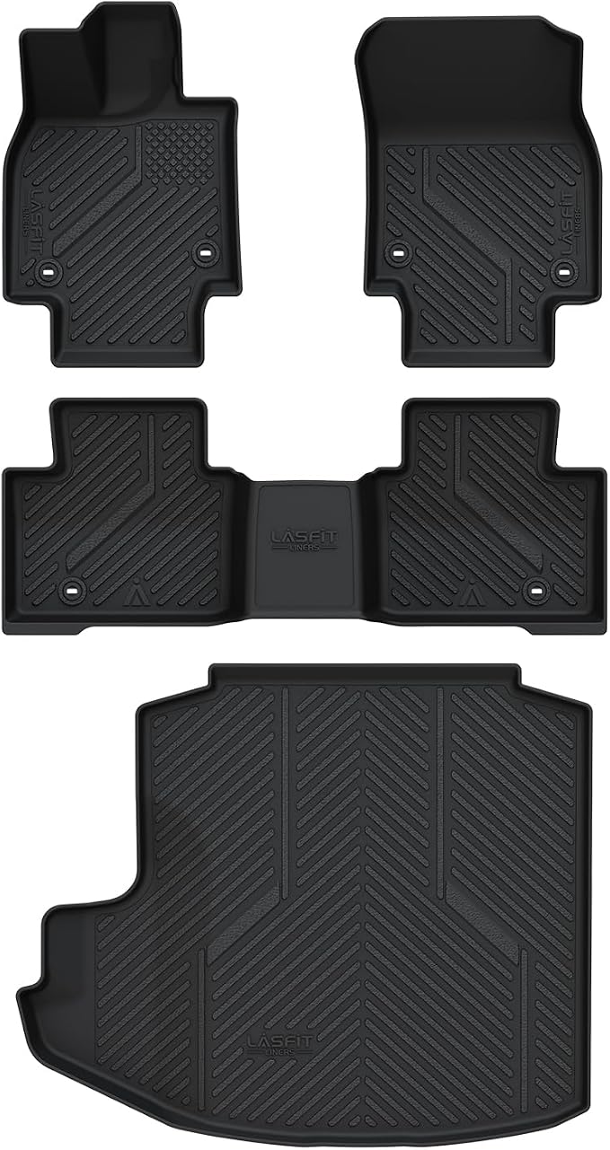 LASFIT Floor Mats & Trunk Mat for Toyota Crown 2023-2026 (Not Fit Crown Signia) All Weather TPE Mats Custom Fit 1st & 2nd Row Full Set Car Mats and Cargo Liner, Black