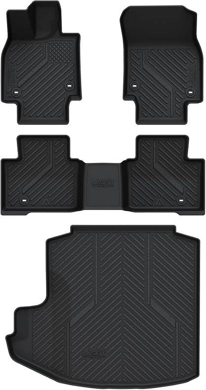 LASFIT Floor Mats & Trunk Mat for Toyota Crown 2023-2026 (Not Fit Crown Signia) All Weather TPE Mats Custom Fit 1st & 2nd Row Full Set Car Mats and Cargo Liner, Black