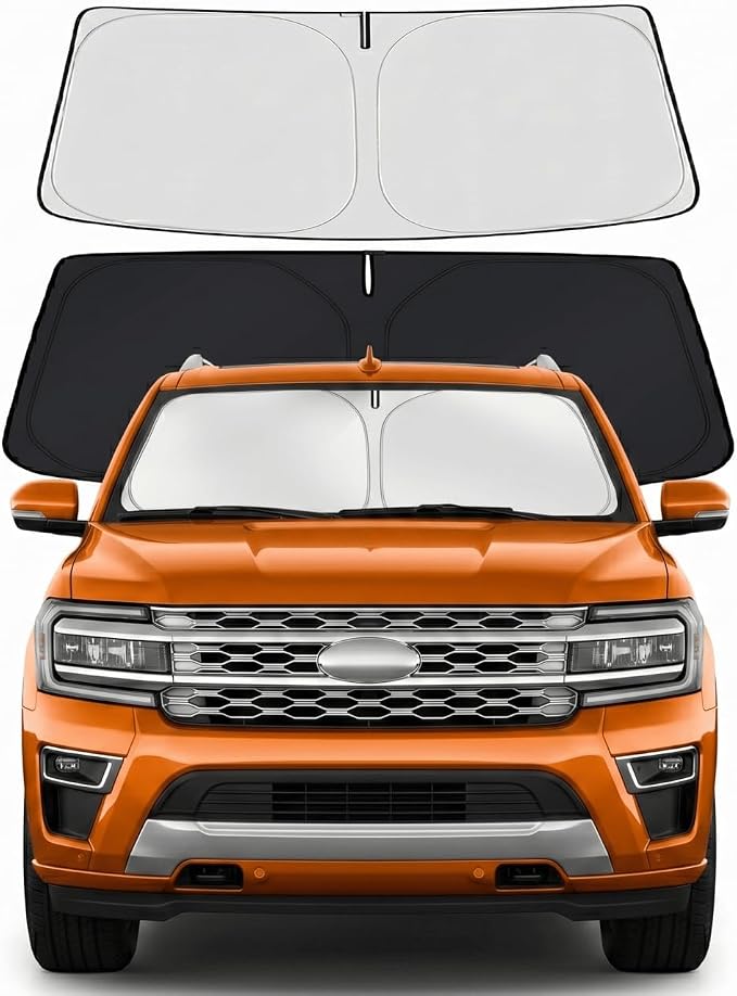 Custom Fit Windshield Sun Shade for Ford Expedition 2018-2025 | Custom Fit Windshield Cover, Blocks UV Rays, Double-Layer Heat Shield, Durable Frame, Easy Fold & Storage